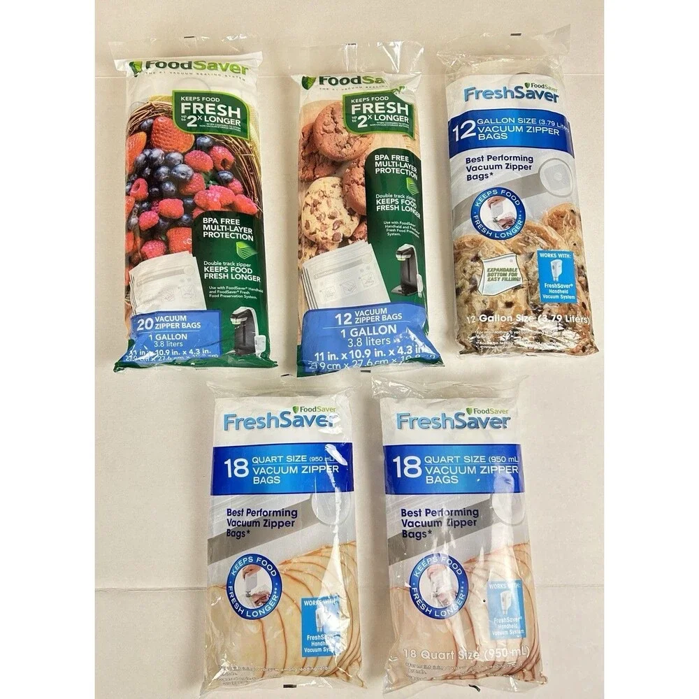 FoodSaver Bag Bundle Assort. Gallon Quart FreshSaver Vacuum Zipper New Old Stock